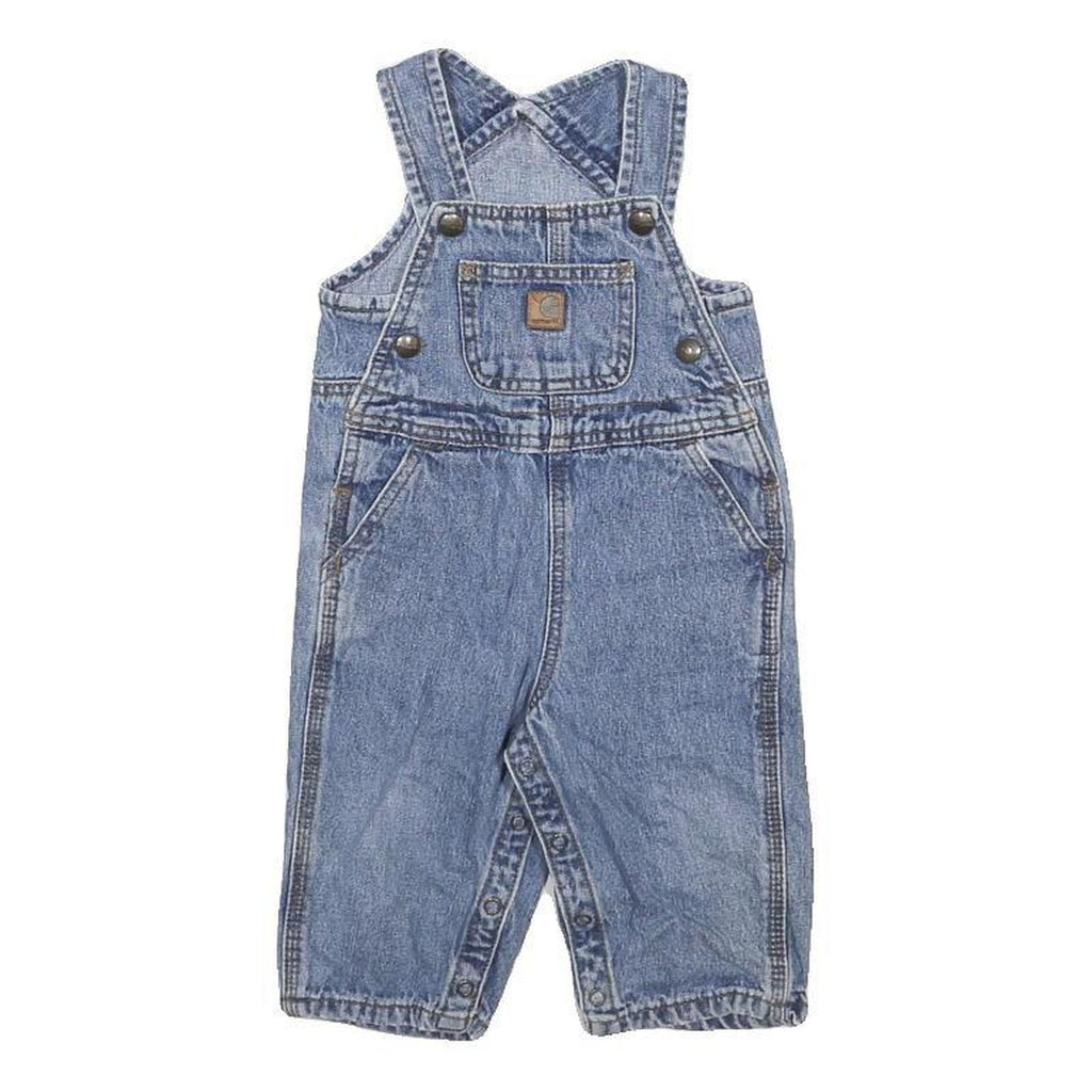 CARHARTT Boys Blue Denim Cotton Dungarees 12 Months XXS W22 L9 Kids Overalls