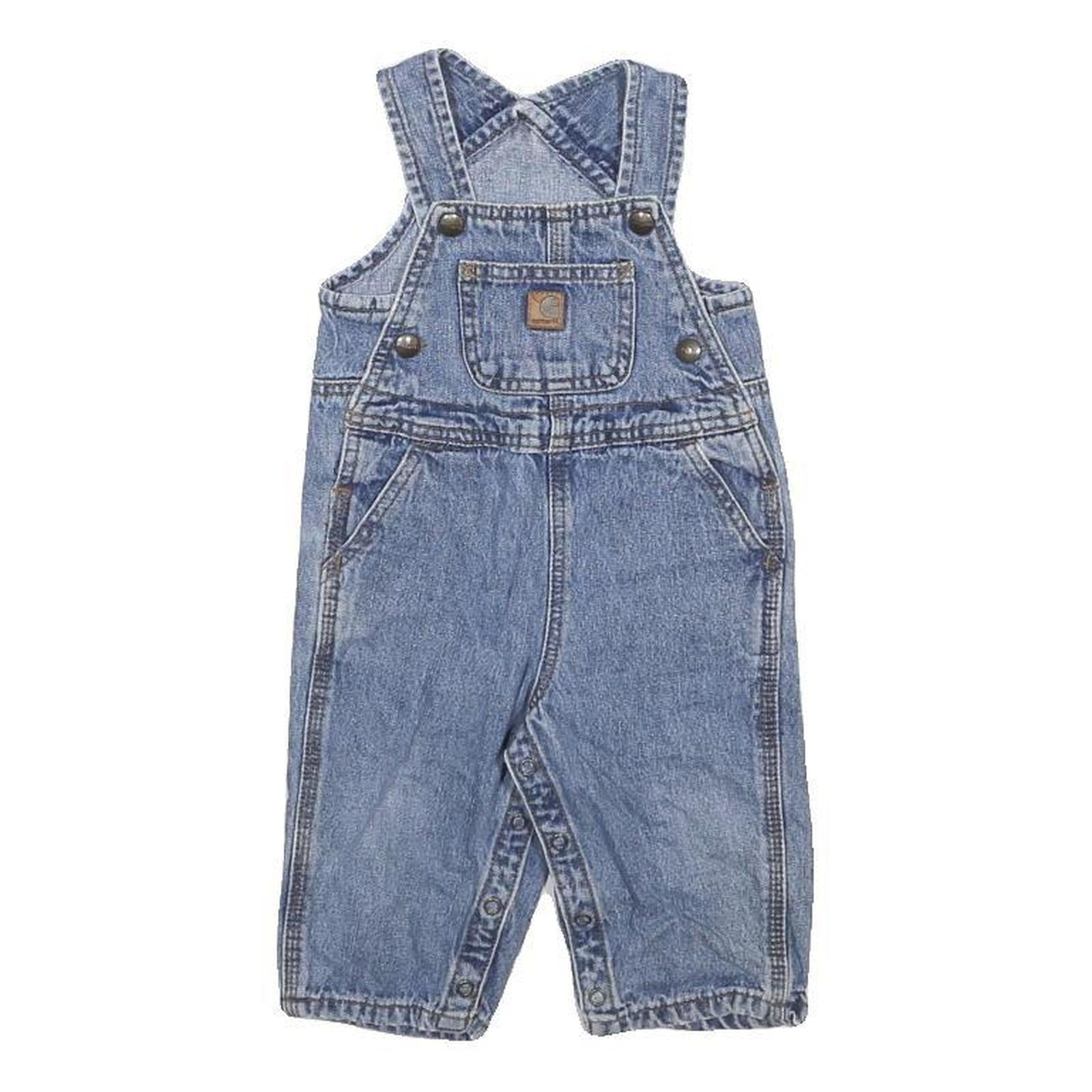CARHARTT Boys Blue Denim Cotton Dungarees 12 Months XXS W22 L9 Kids Overalls