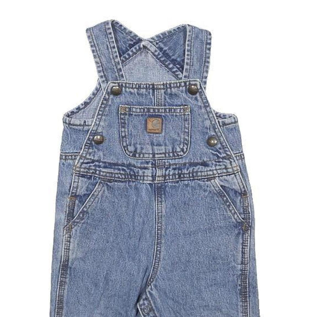 CARHARTT Boys Blue Denim Cotton Dungarees 12 Months XXS W22 L9 Kids Overalls