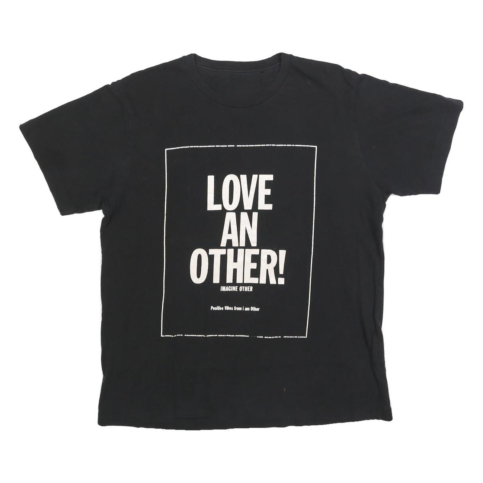 Womens Black Cotton Blend Graphic T-Shirt L Short Sleeve Crew Neck Love Positive