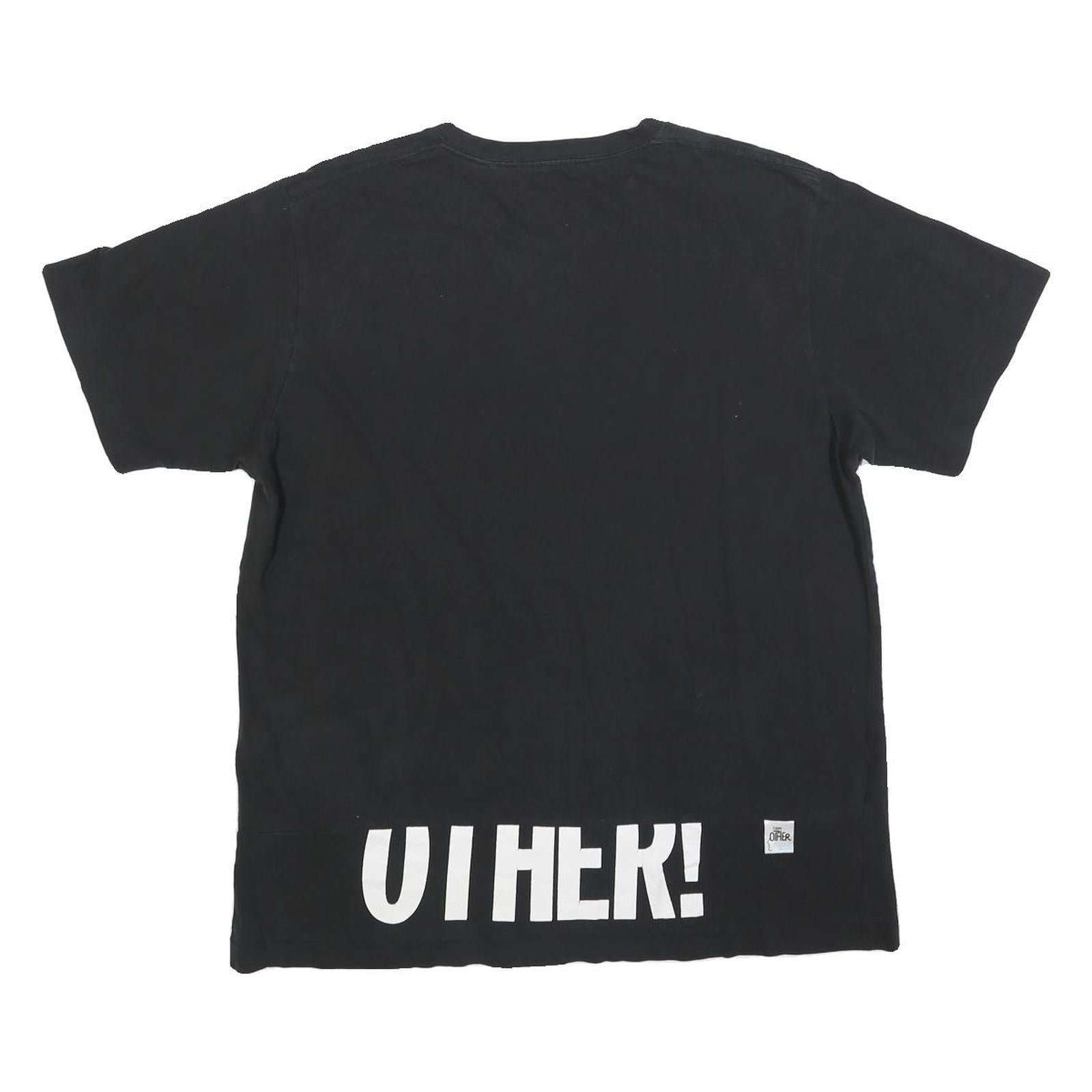 Womens Black Cotton Blend Graphic T-Shirt L Short Sleeve Crew Neck Love Positive