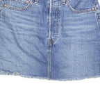 LEVI'S Womens Blue Denim Mini Cotton Blend Skirt Size S Frayed Hem