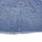 LEVI'S Womens Blue Denim Mini Cotton Blend Skirt Size S Frayed Hem