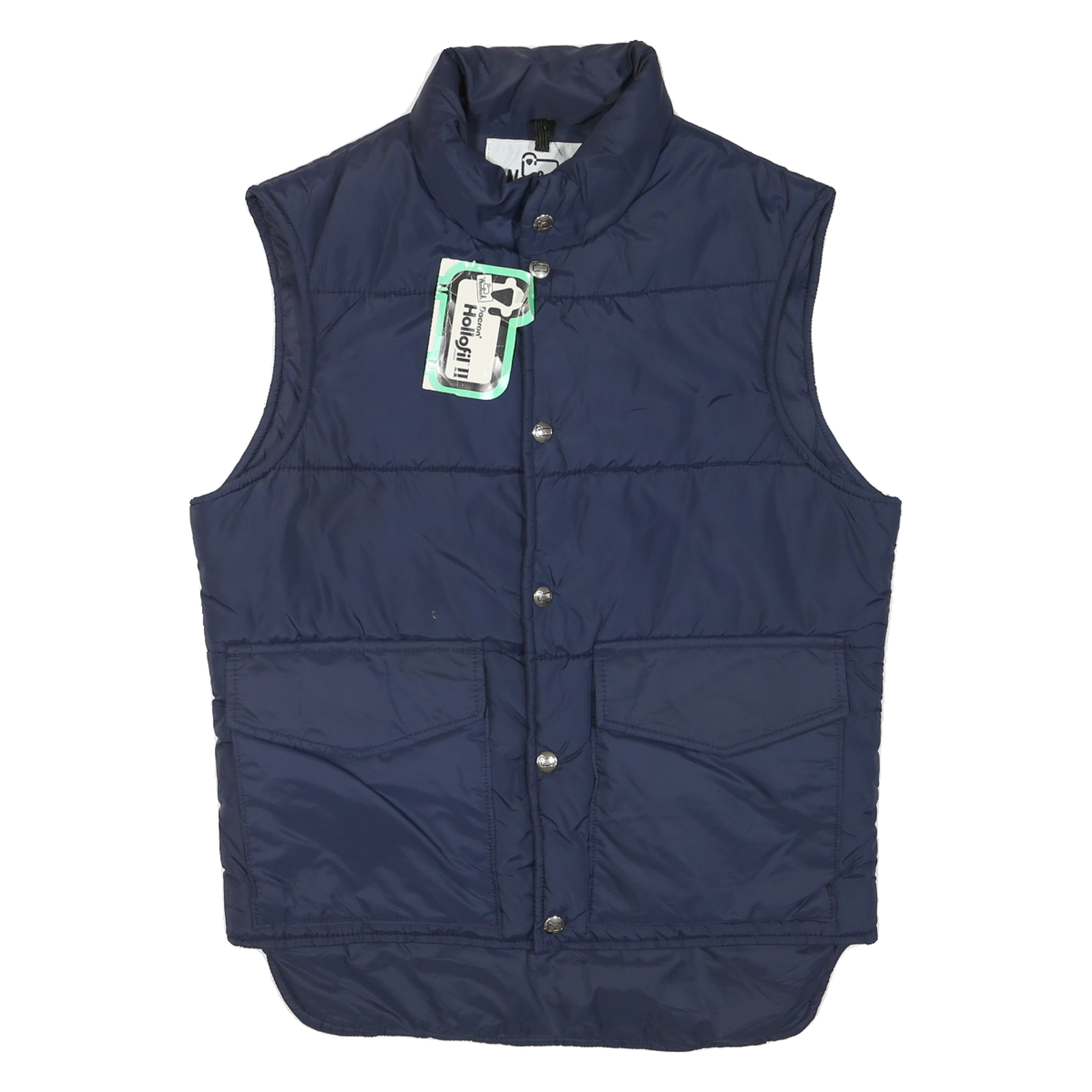WOOLRICH Mens Blue Quilted Vest S Polyester Blend Puffer Button Closure Casual