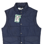 WOOLRICH Mens Blue Quilted Vest S Polyester Blend Puffer Button Closure Casual