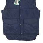 WOOLRICH Mens Blue Quilted Vest S Polyester Blend Puffer Button Closure Casual
