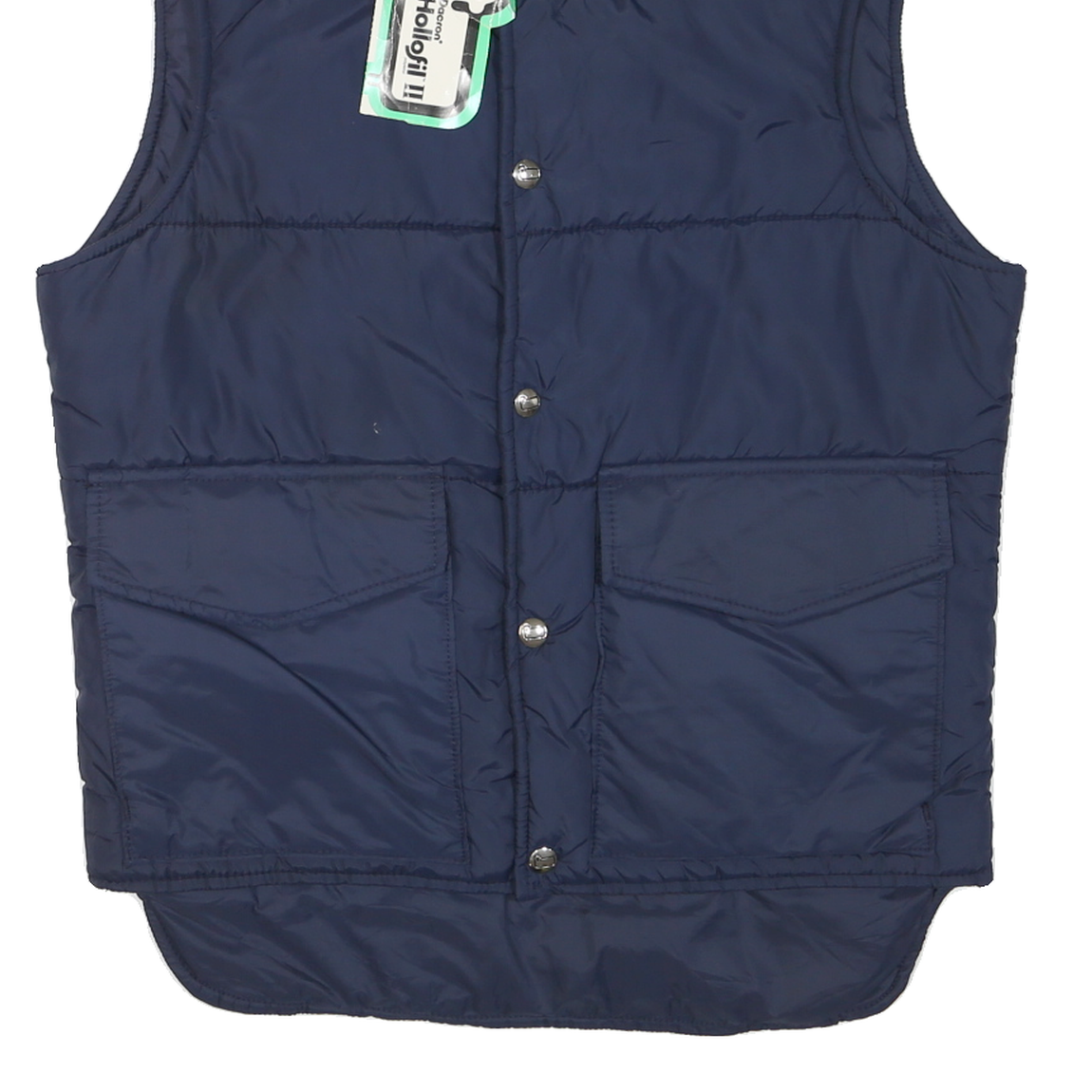 WOOLRICH Mens Blue Quilted Vest S Polyester Blend Puffer Button Closure Casual