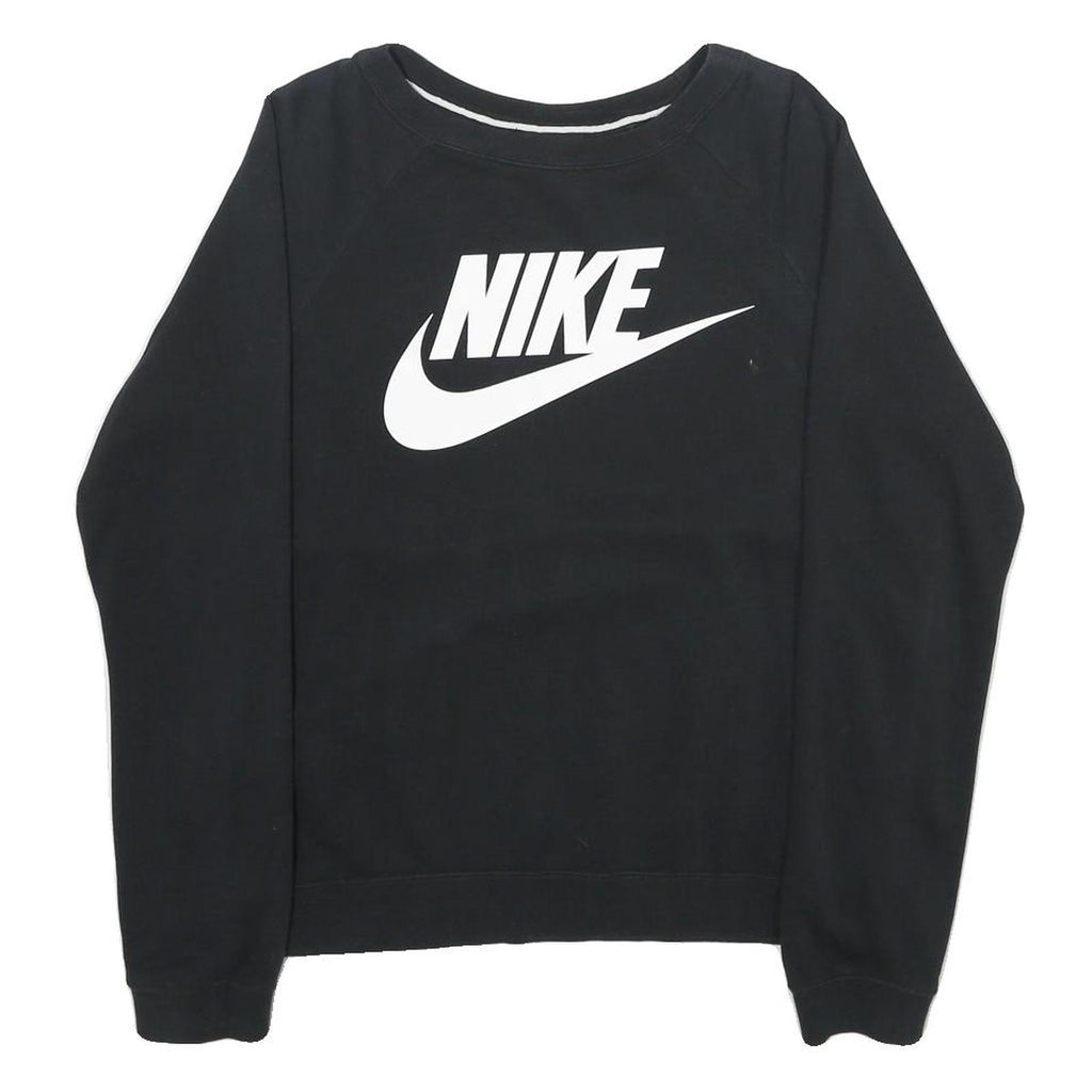 NIKE Mens Black Sweatshirt Crew Neck S Cotton Blend Pullover Casual Sportswear