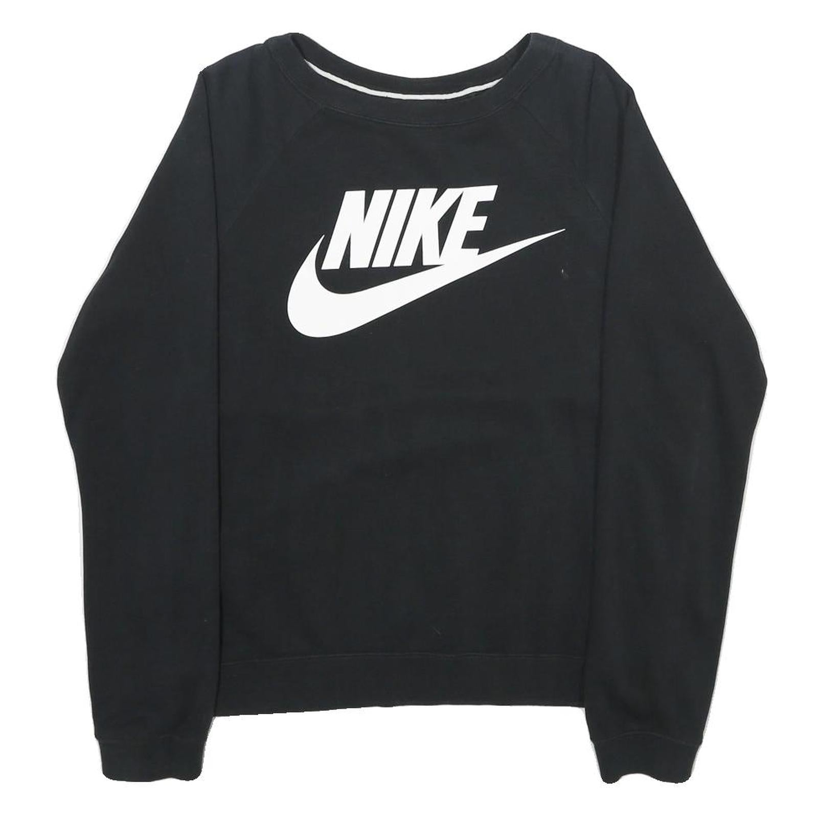 NIKE Mens Black Sweatshirt Crew Neck S Cotton Blend Pullover Casual Sportswear
