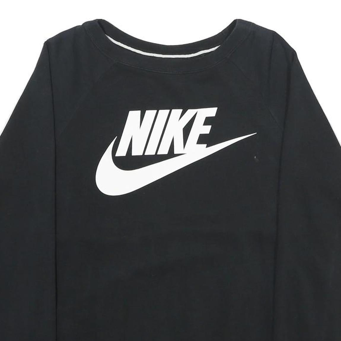 NIKE Mens Black Sweatshirt Crew Neck S Cotton Blend Pullover Casual Sportswear