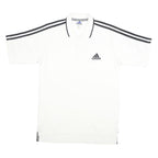 ADIDAS Mens White & Black Short Sleeve Classic Logo Polo Shirt M Cotton Blend