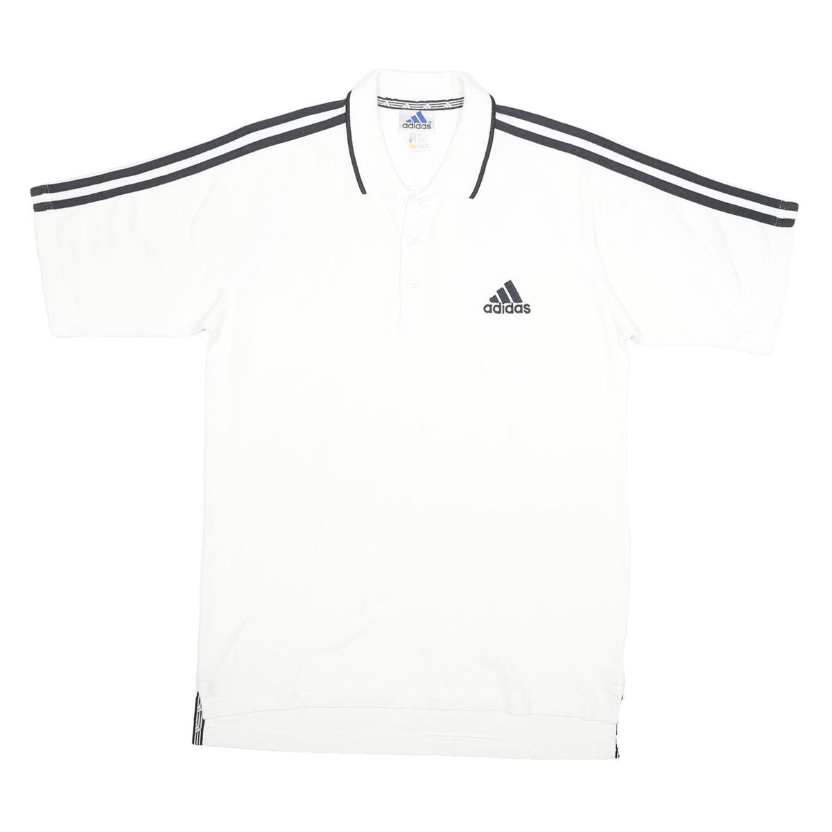 ADIDAS Mens White & Black Short Sleeve Classic Logo Polo Shirt M Cotton Blend