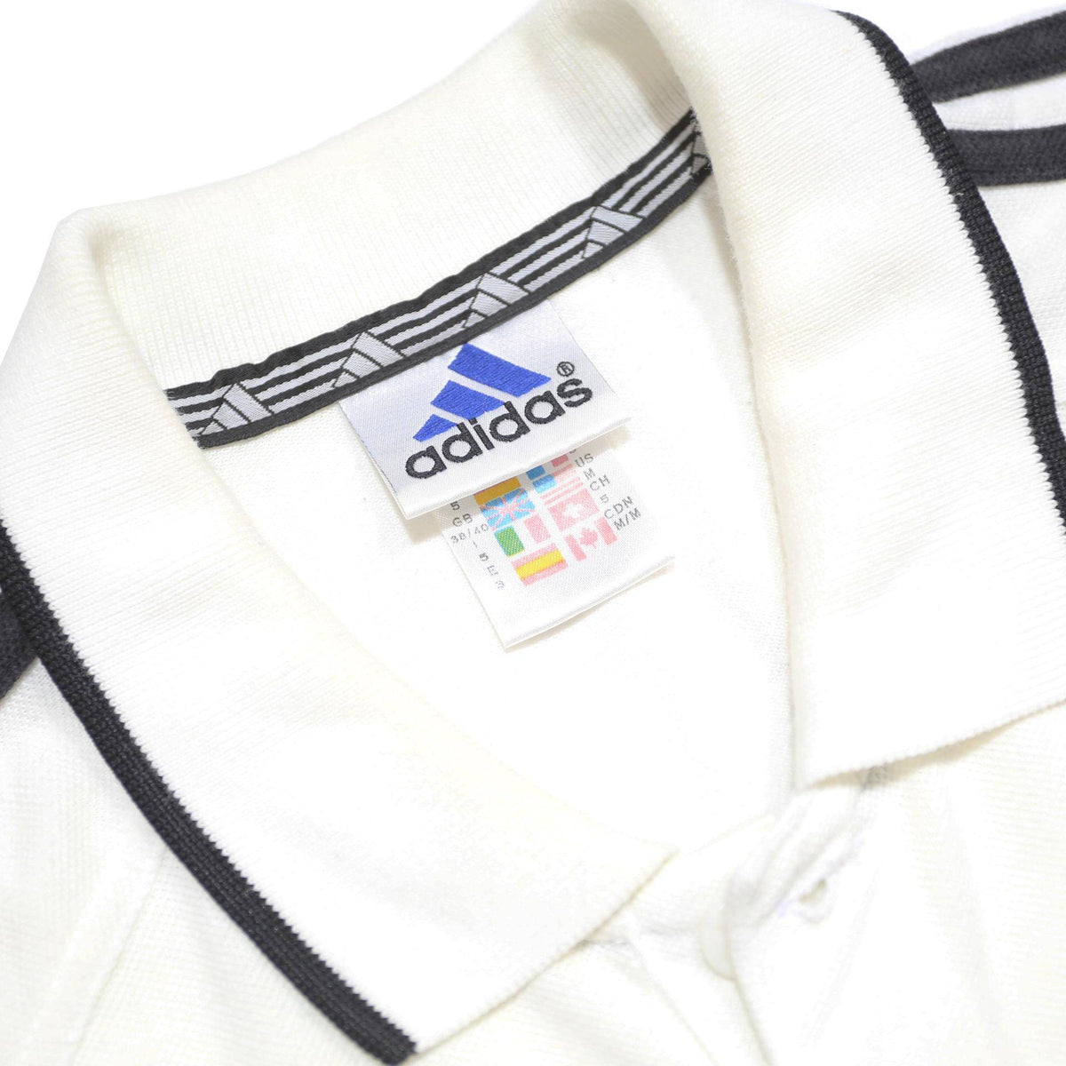ADIDAS Mens White & Black Short Sleeve Classic Logo Polo Shirt M Cotton Blend