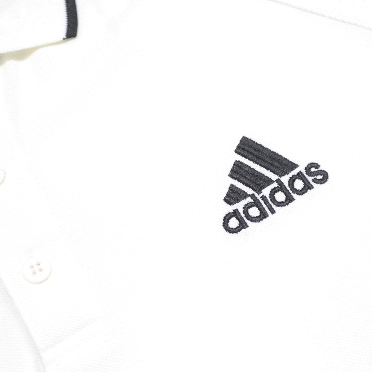 ADIDAS Mens White & Black Short Sleeve Classic Logo Polo Shirt M Cotton Blend