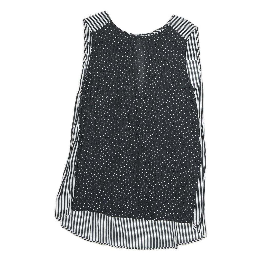 ZARA Womens Black & White Polka Dot & Stripe Sleeveless Top S Lightweight