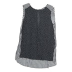 ZARA Womens Black & White Polka Dot & Stripe Sleeveless Top S Lightweight