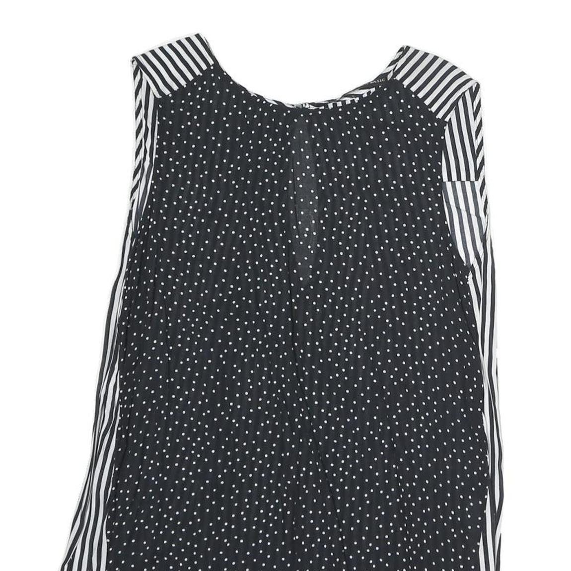 ZARA Womens Black & White Polka Dot & Stripe Sleeveless Top S Lightweight