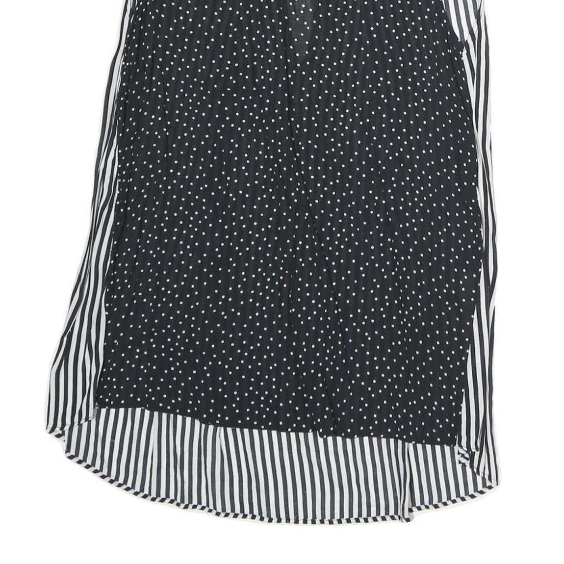 ZARA Womens Black & White Polka Dot & Stripe Sleeveless Top S Lightweight