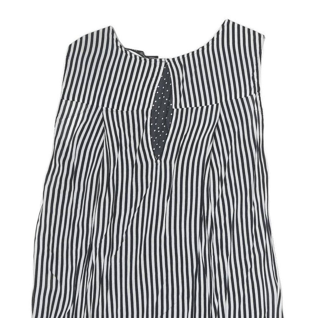 ZARA Womens Black & White Polka Dot & Stripe Sleeveless Top S Lightweight
