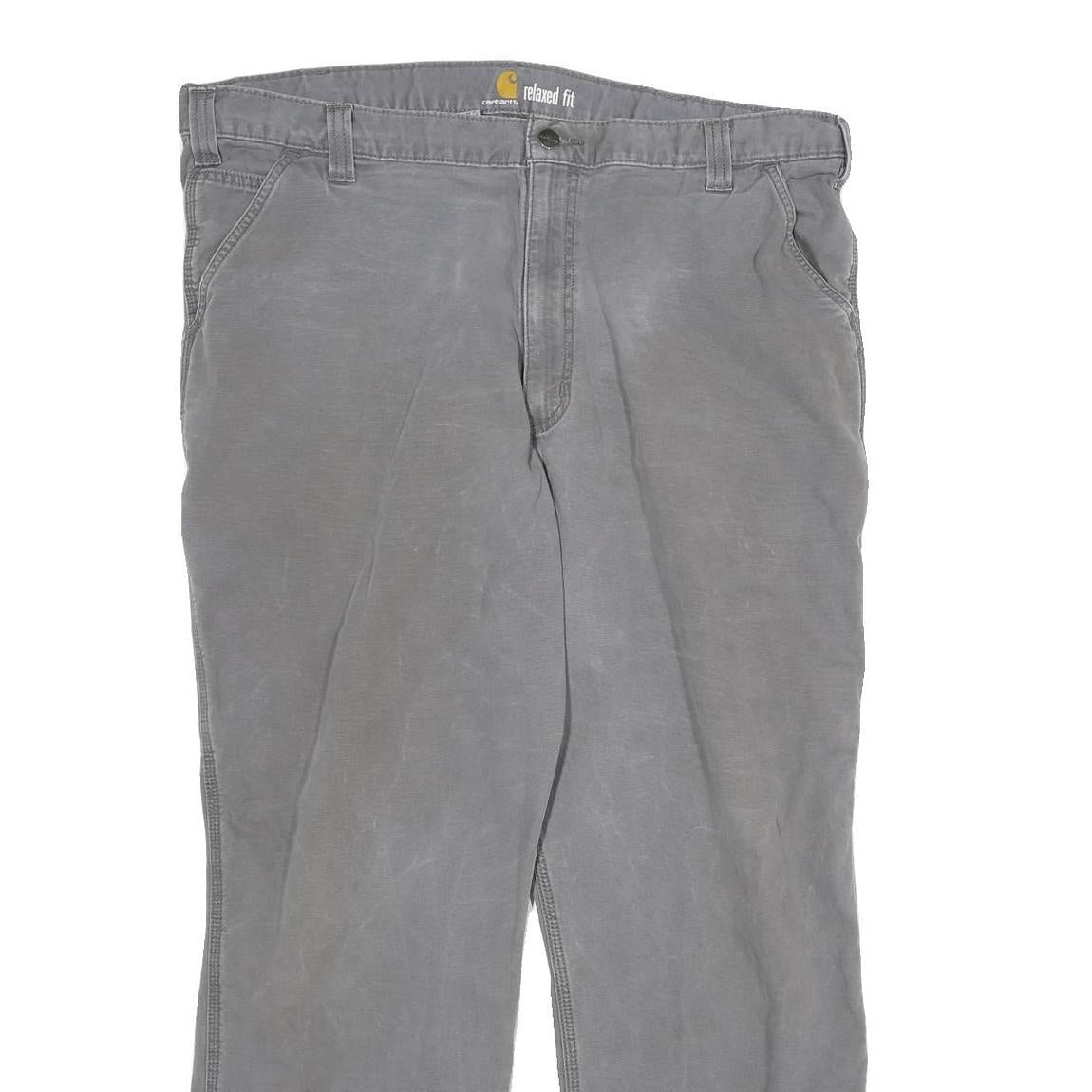 CARHARTT Mens Cotton Grey Relaxed Fit Straight Trousers W40 L32 Durable Workwear