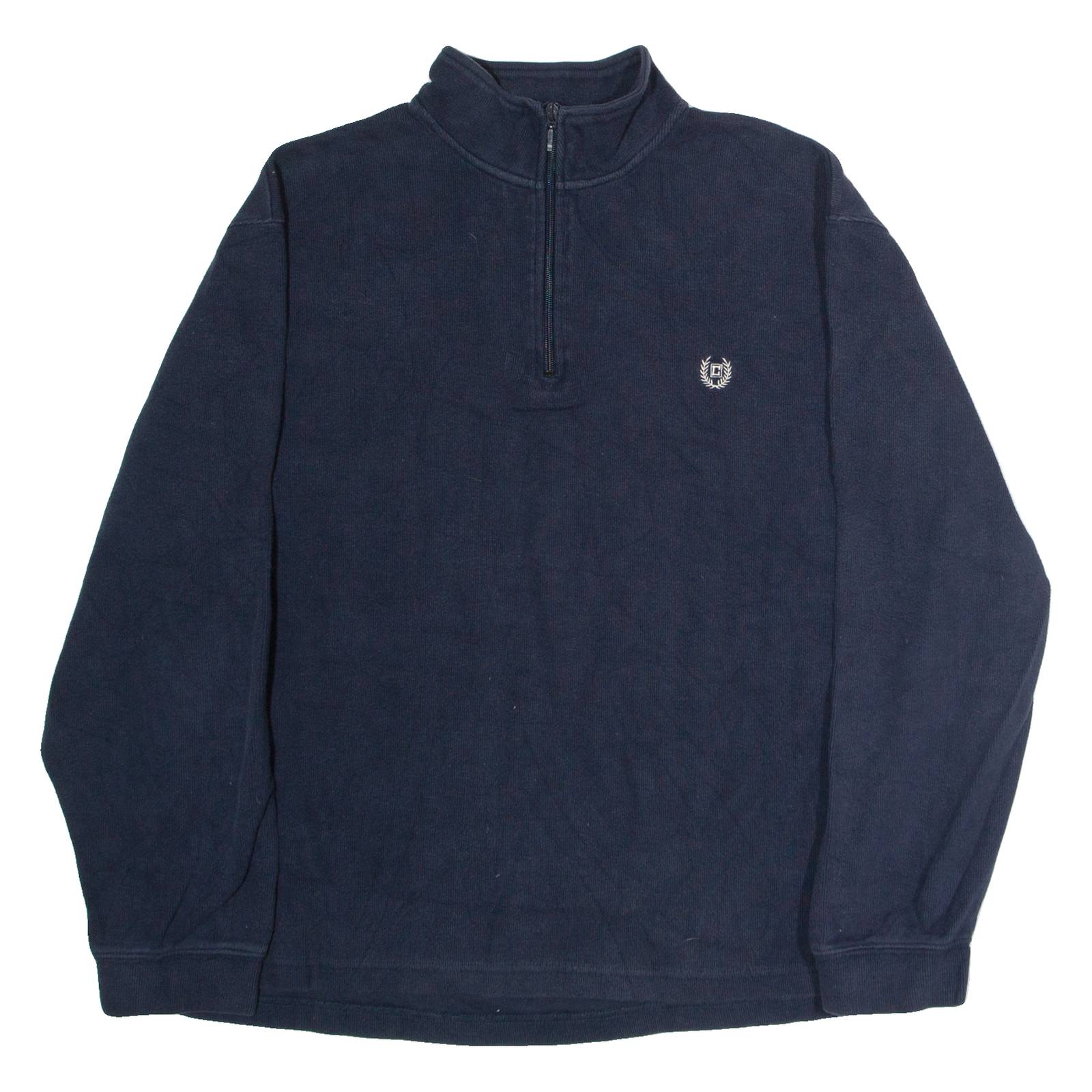 CHAPS Mens Jumper Blue 1/4 Zip Tight Knit XL