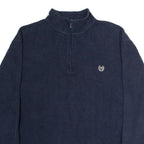 CHAPS Mens Jumper Blue 1/4 Zip Tight Knit XL