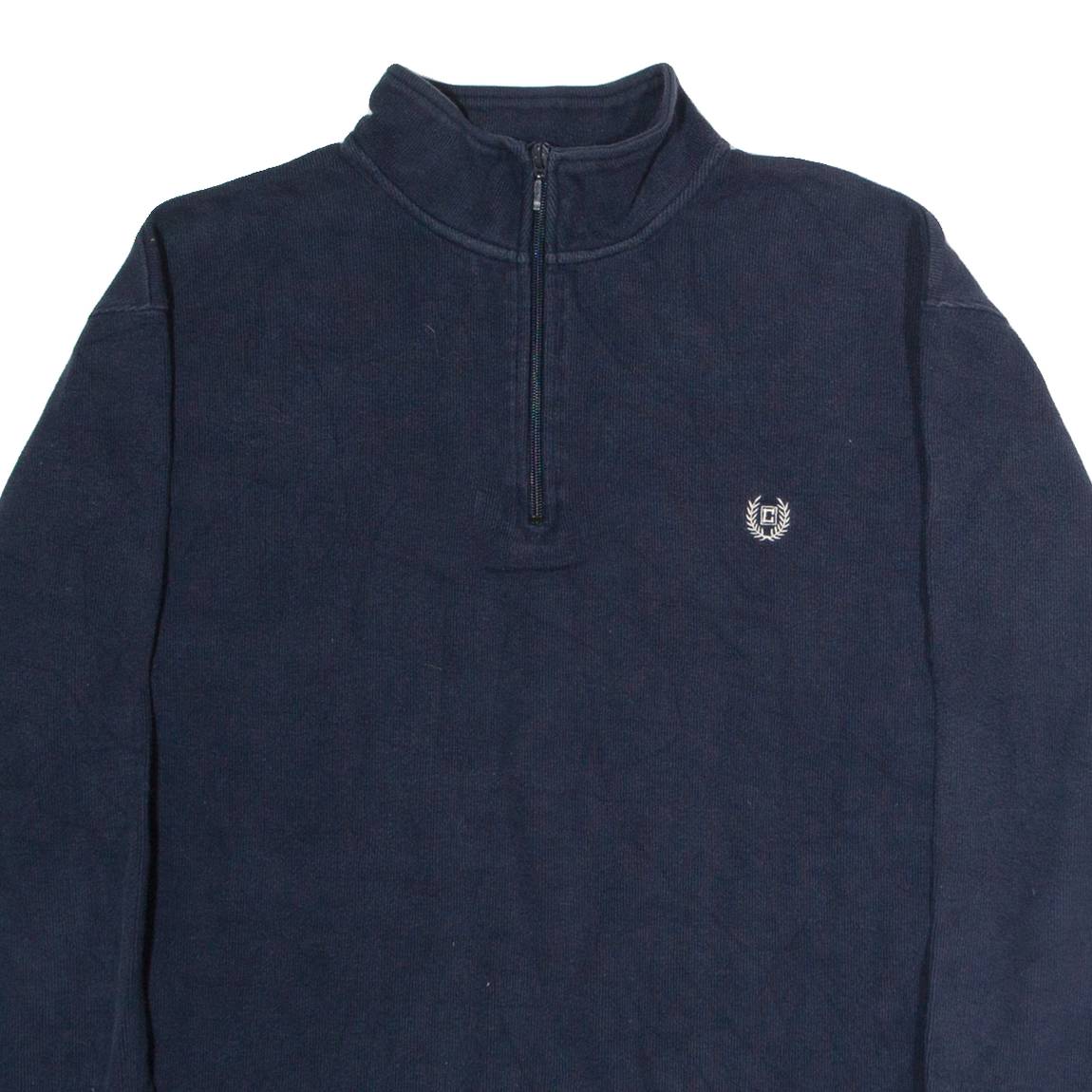 CHAPS Mens Jumper Blue 1/4 Zip Tight Knit XL