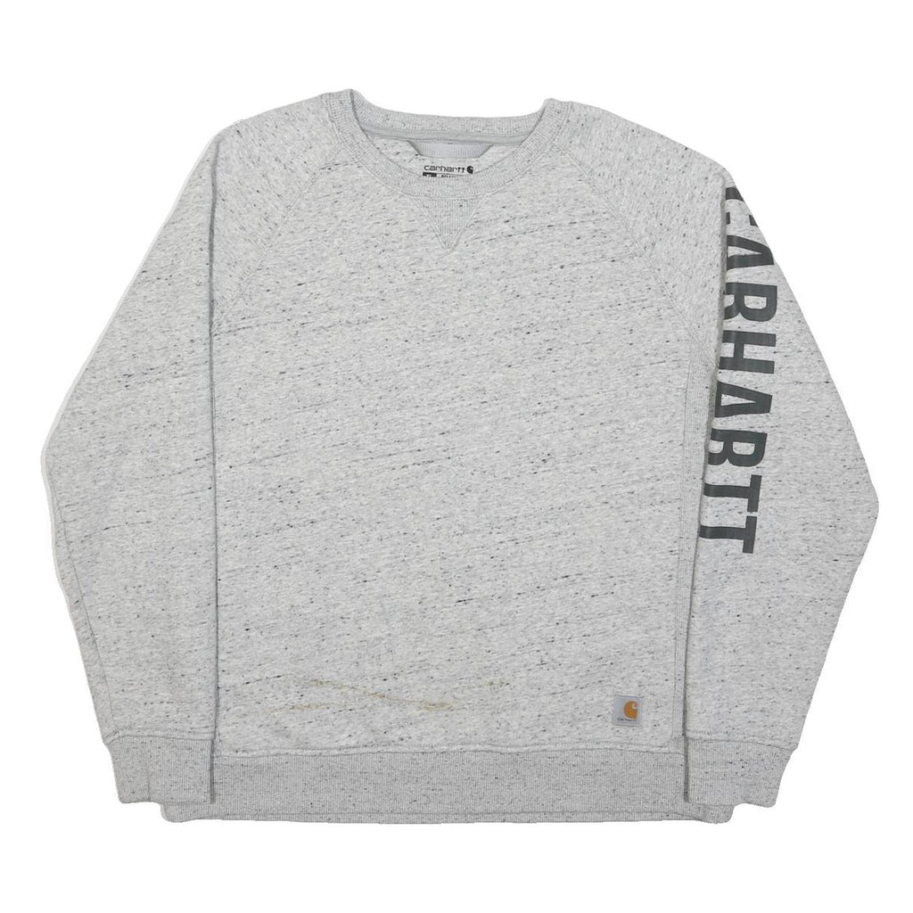 CARHARTT Boys Grey Crew Neck Logo Sleeve Pullover XL Cotton Blend Long Sleeve