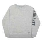CARHARTT Boys Grey Crew Neck Logo Sleeve Pullover XL Cotton Blend Long Sleeve