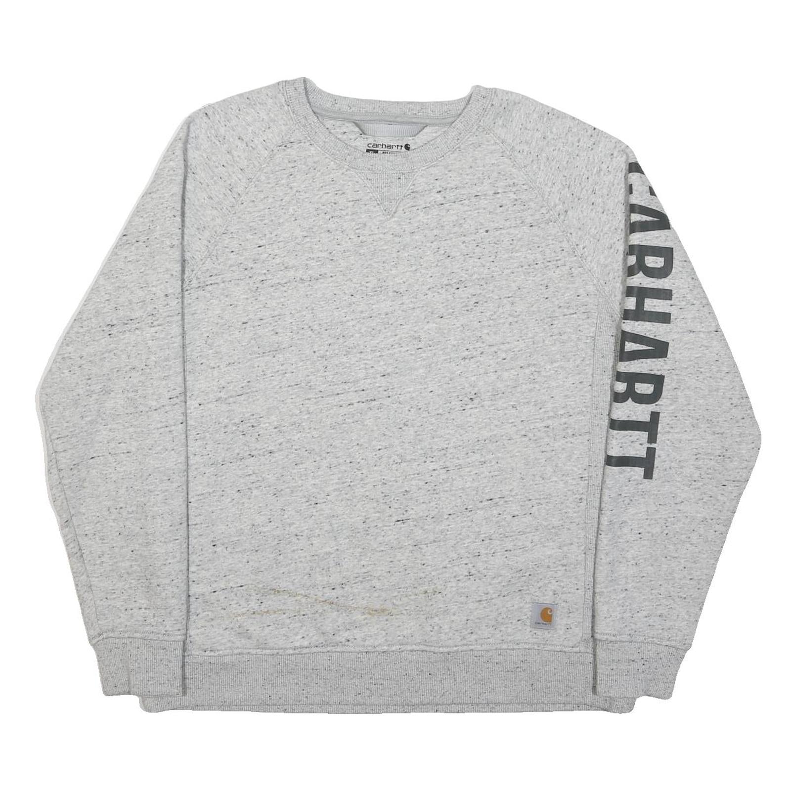 CARHARTT Boys Grey Crew Neck Logo Sleeve Pullover XL Cotton Blend Long Sleeve