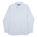 TOMMY HILFIGER Mens Blue & White Striped Shirt L Long Sleeve Cotton Classic Fit