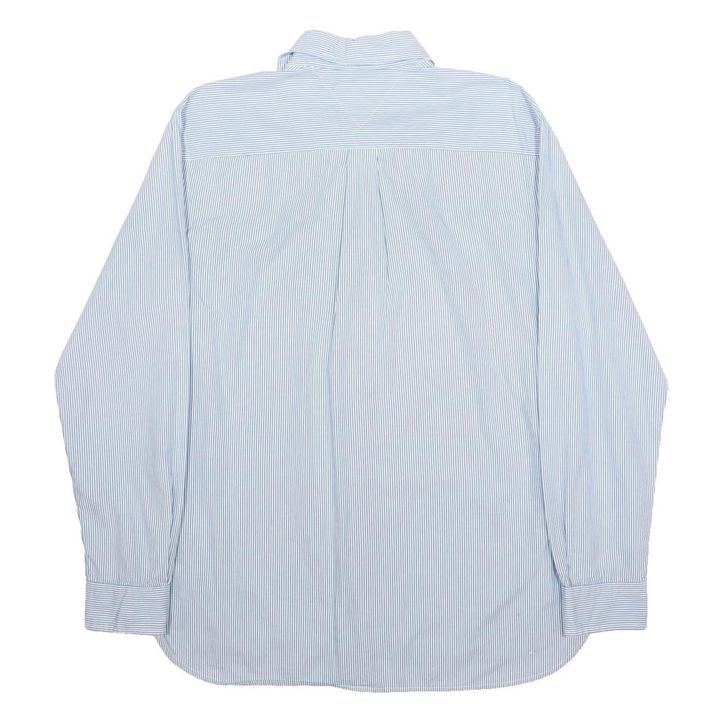 TOMMY HILFIGER Mens Blue & White Striped Shirt L Long Sleeve Cotton Classic Fit
