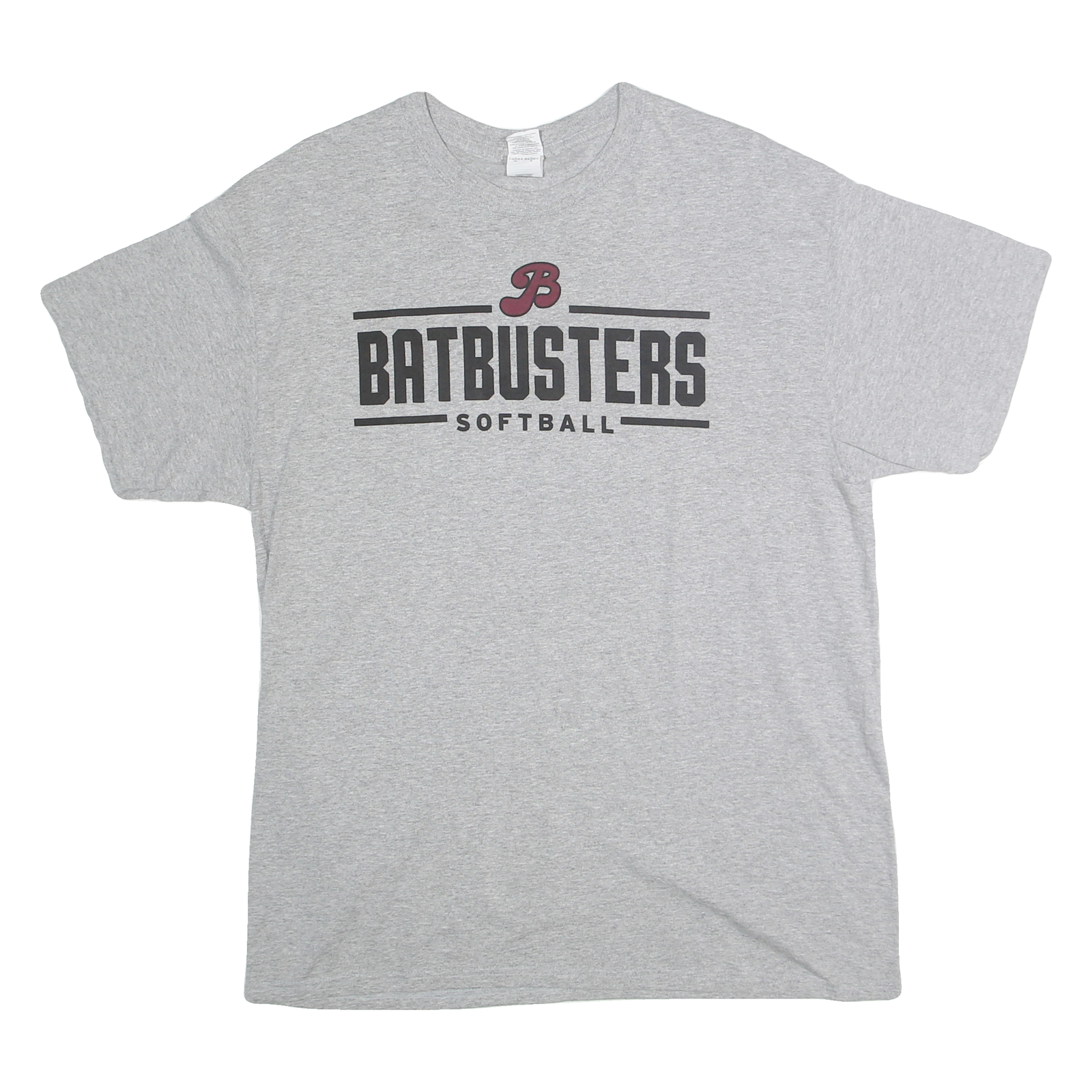 GILDEN Mens Grey Batbusters Softball Graphic T-Shirt L Short Sleeve Crew Neck