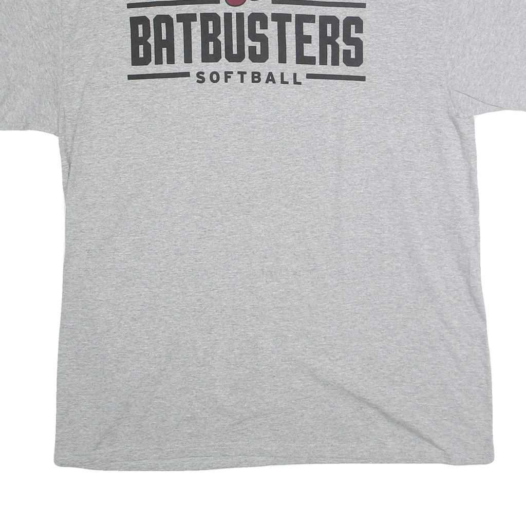 GILDEN Mens Grey Batbusters Softball Graphic T-Shirt L Short Sleeve Crew Neck