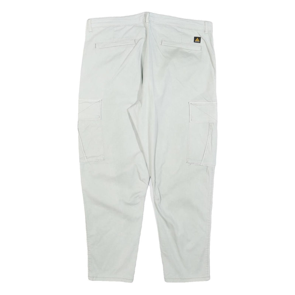 ZARA Mens Cotton Blend Slim Light Grey Trousers W36 L28 Cargo Pocket Zip Closure