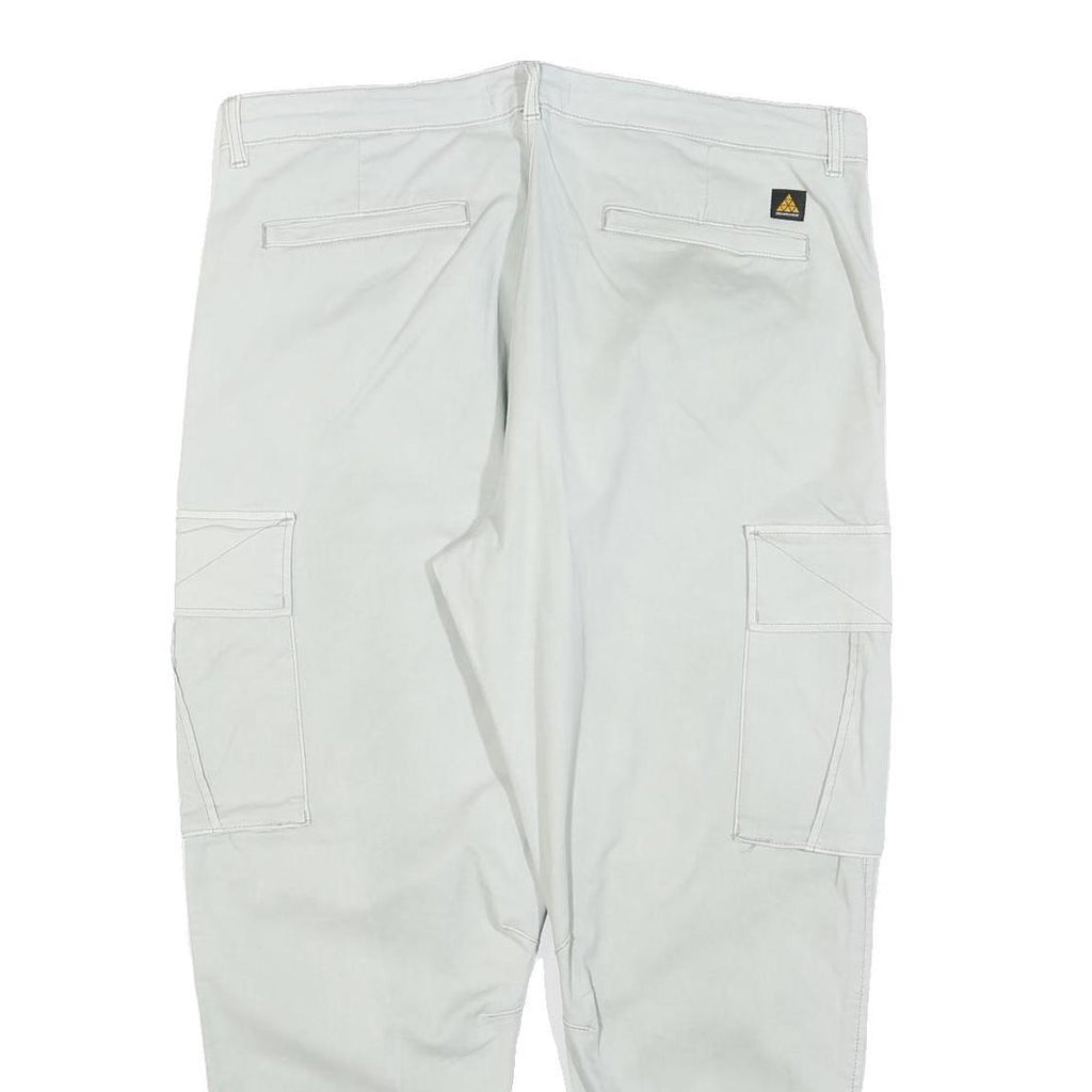 ZARA Mens Cotton Blend Slim Light Grey Trousers W36 L28 Cargo Pocket Zip Closure