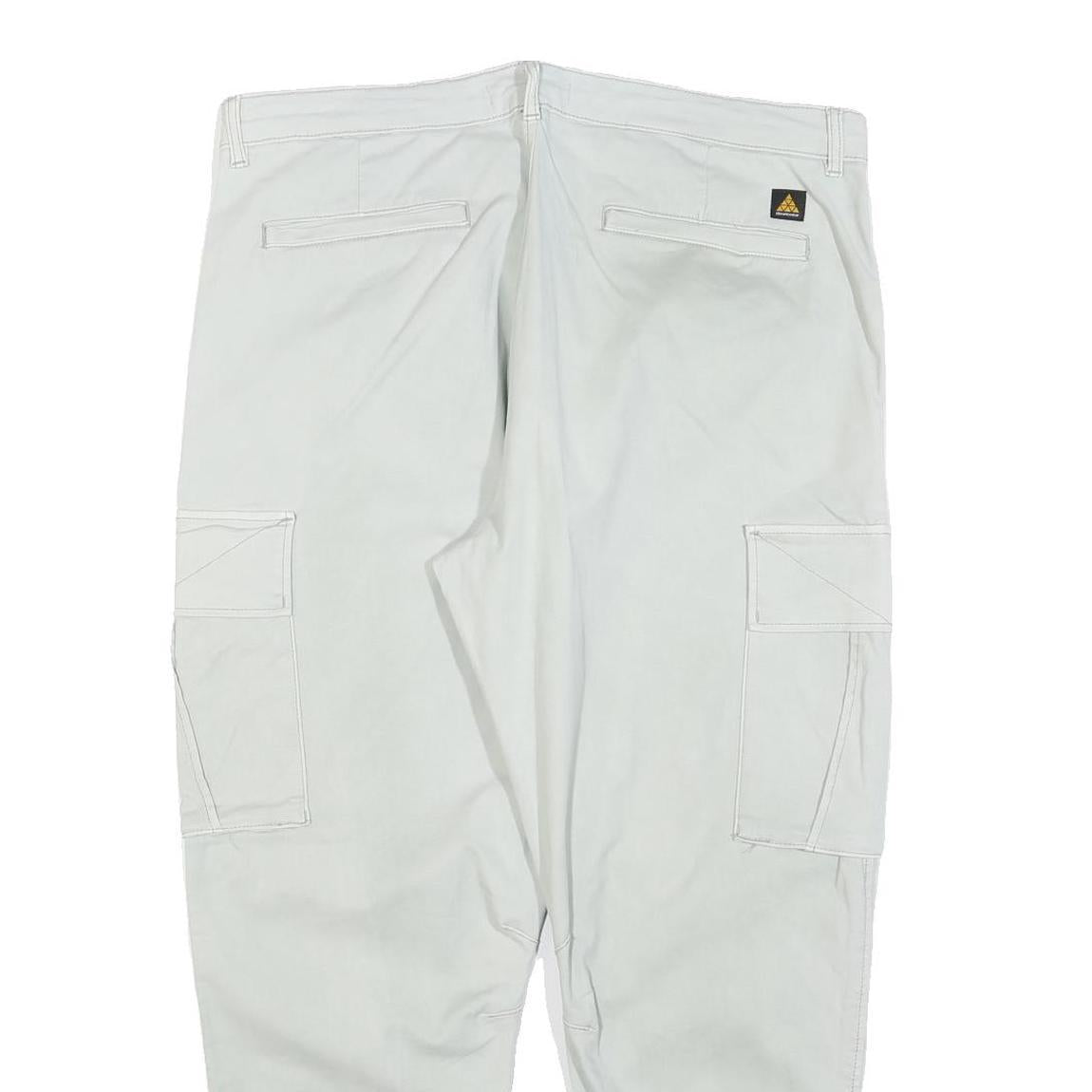 ZARA Mens Cotton Blend Slim Light Grey Trousers W36 L28 Cargo Pocket Zip Closure