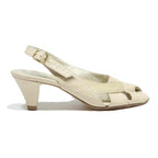LADY DOC Womens Slingback Peep Toe Leather Cream UK 2 Elegant Comfort