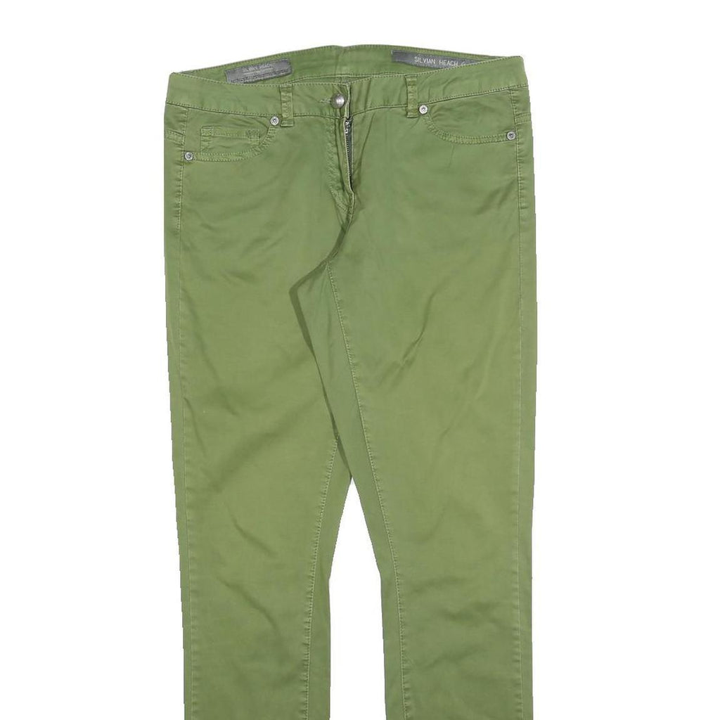 SILVIAN HEACH Womens Cotton Blend Green Slim Skinny Trousers W32 L32 Stylish Zip