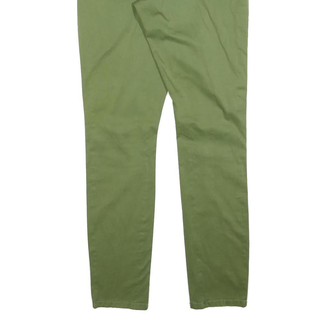 SILVIAN HEACH Womens Cotton Blend Green Slim Skinny Trousers W32 L32 Stylish Zip