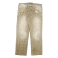 BANDYBUL Mens Jeans Beige Regular Straight Denim Light W35 L29 Cotton Blend Zip