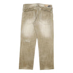 BANDYBUL Mens Jeans Beige Regular Straight Denim Light W35 L29 Cotton Blend Zip