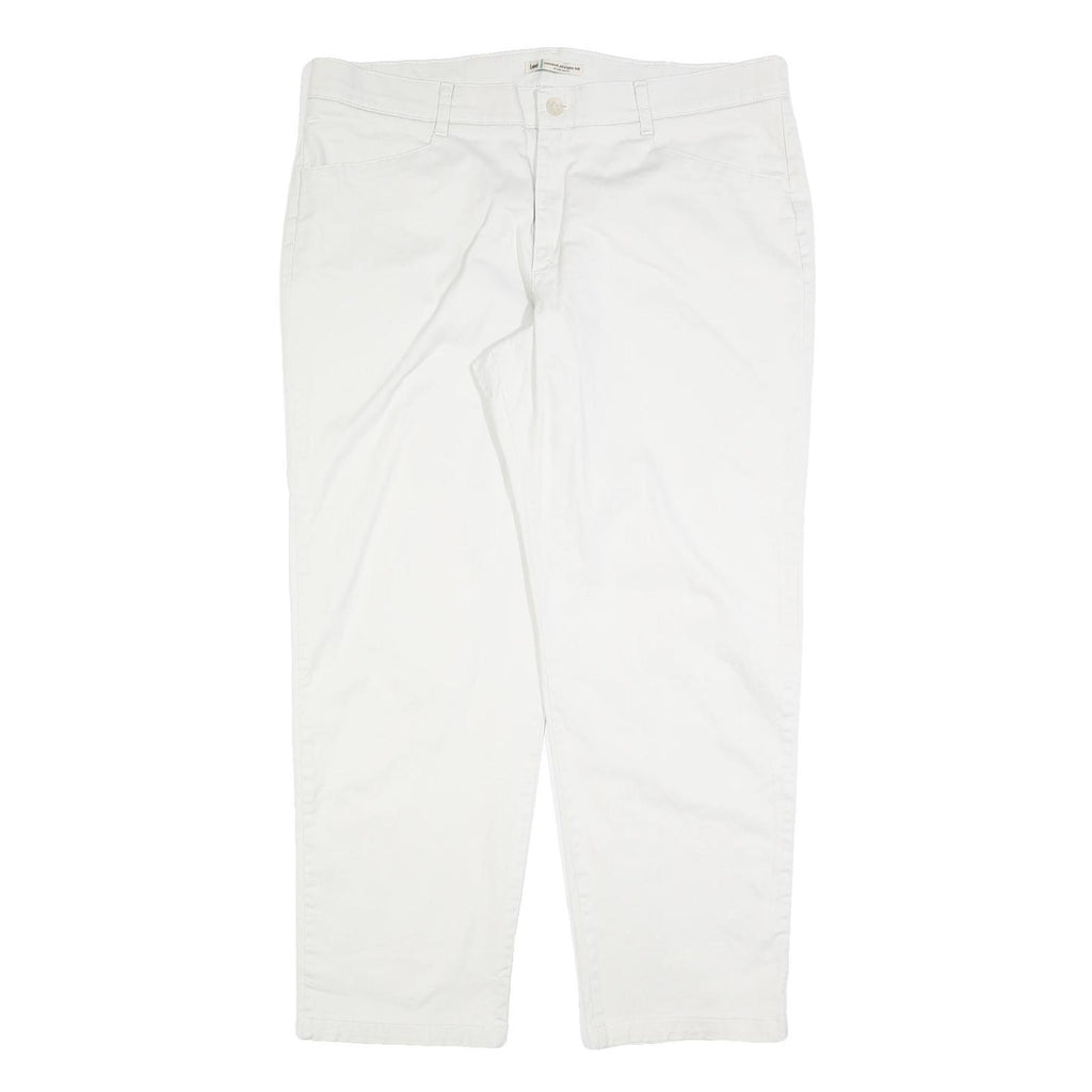 LEE Womens Cotton Blend White Relaxed Straight Trousers W40 L30 Casual Work