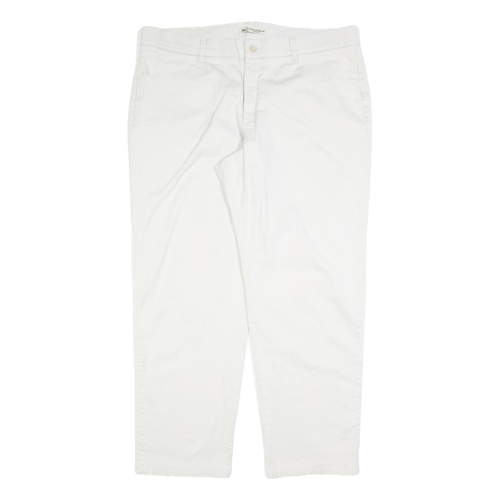 LEE Womens Cotton Blend White Relaxed Straight Trousers W40 L30 Casual Work