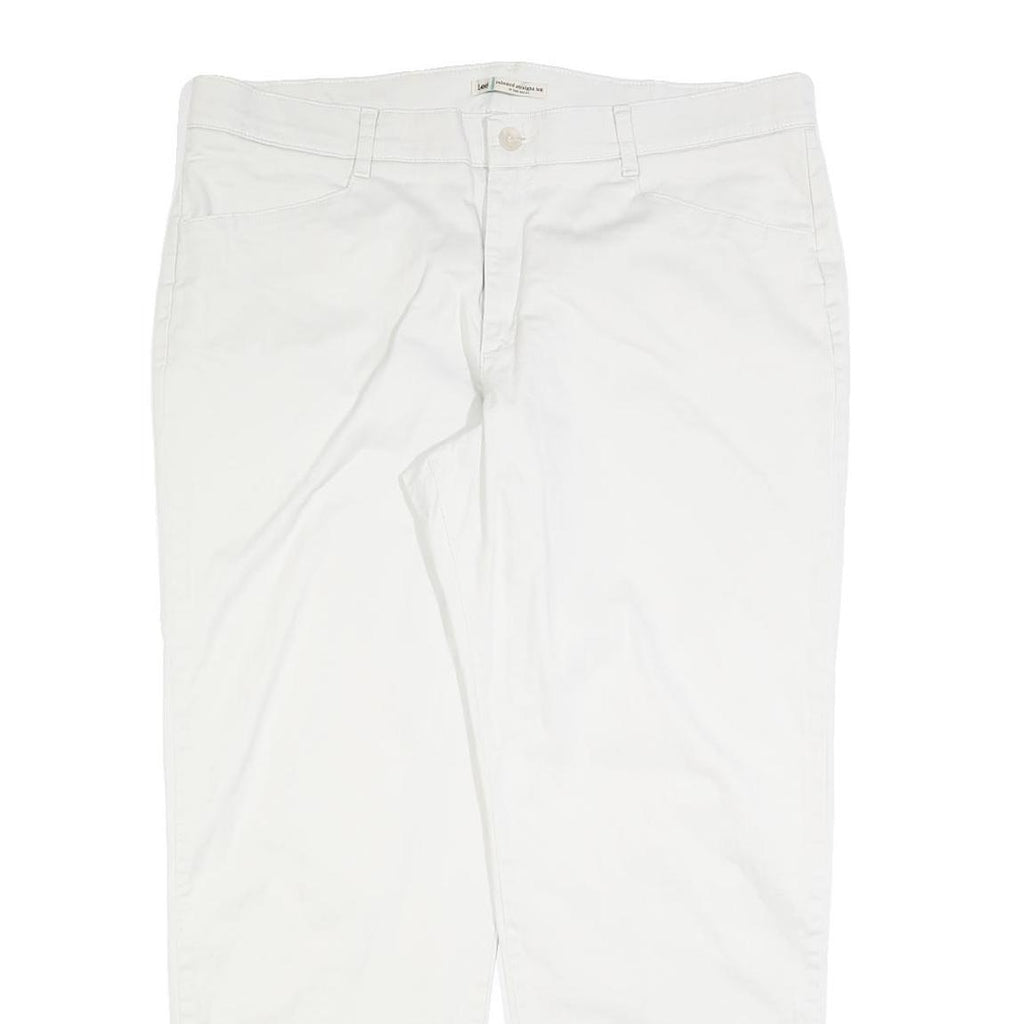 LEE Womens Cotton Blend White Relaxed Straight Trousers W40 L30 Casual Work