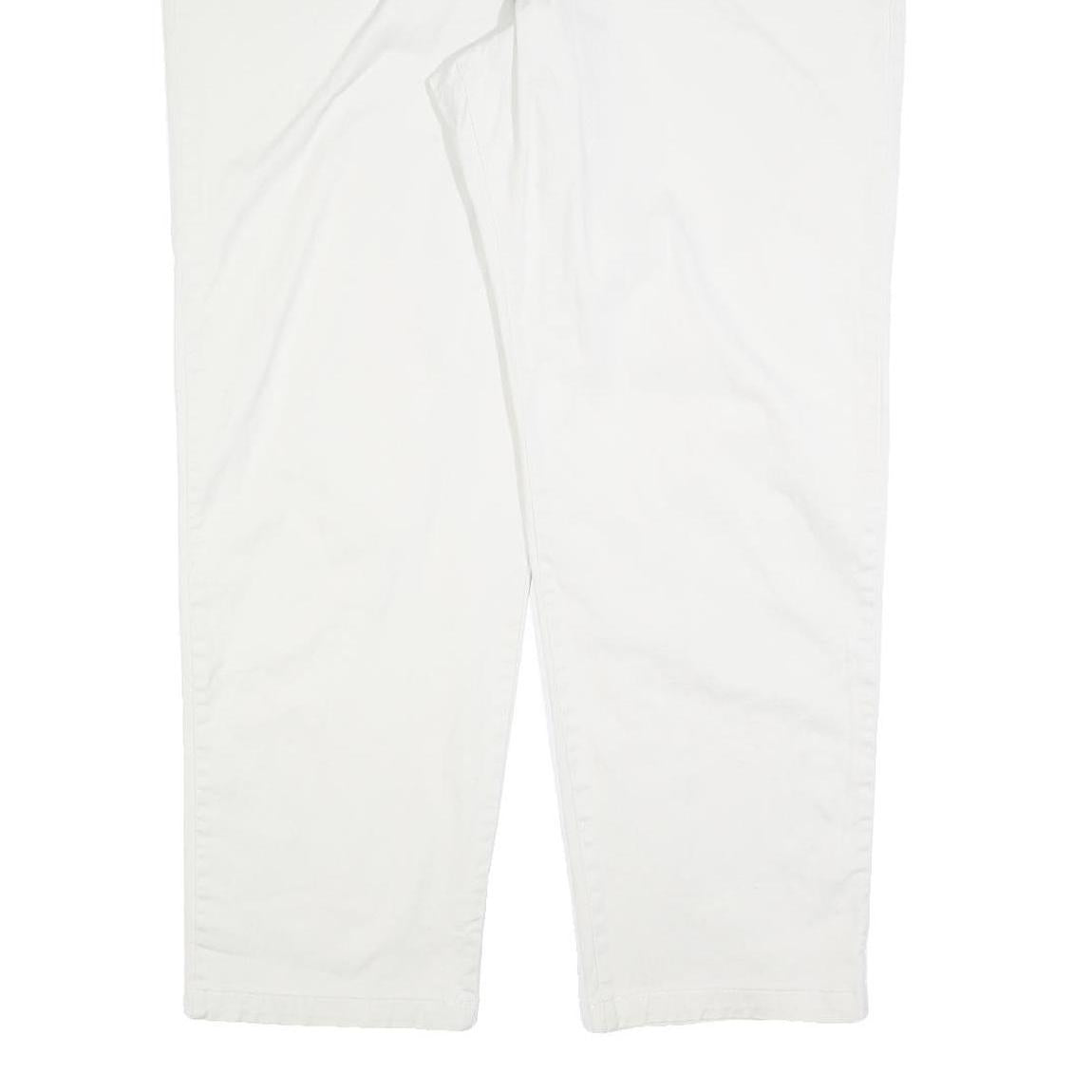 LEE Womens Cotton Blend White Relaxed Straight Trousers W40 L30 Casual Work