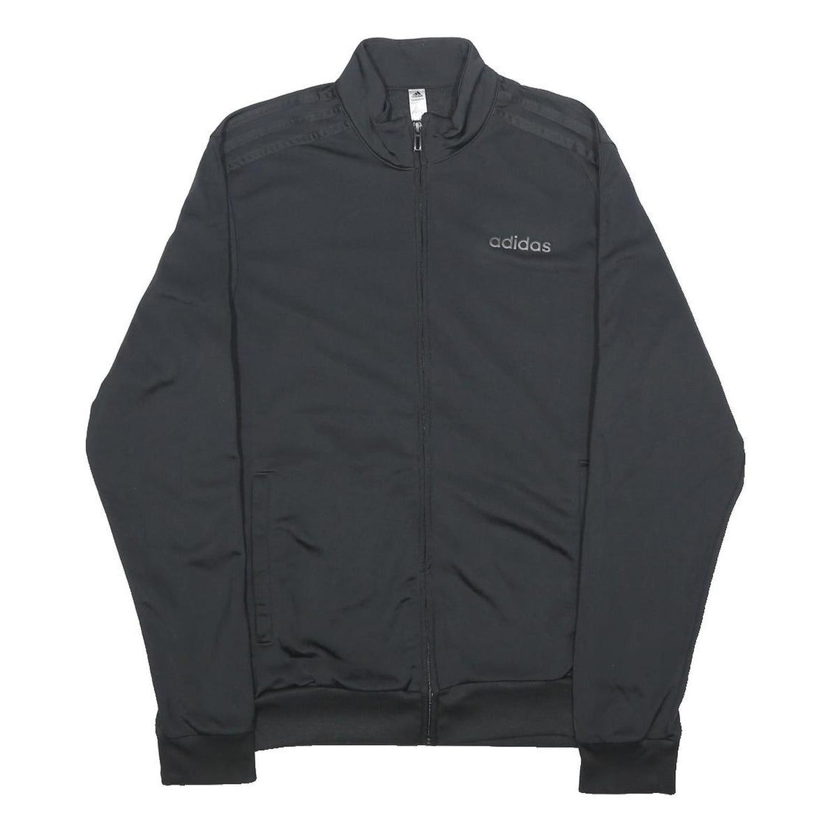 ADIDAS Mens Black Jacket S Polyester Zip Track Three Stripes Sportswear