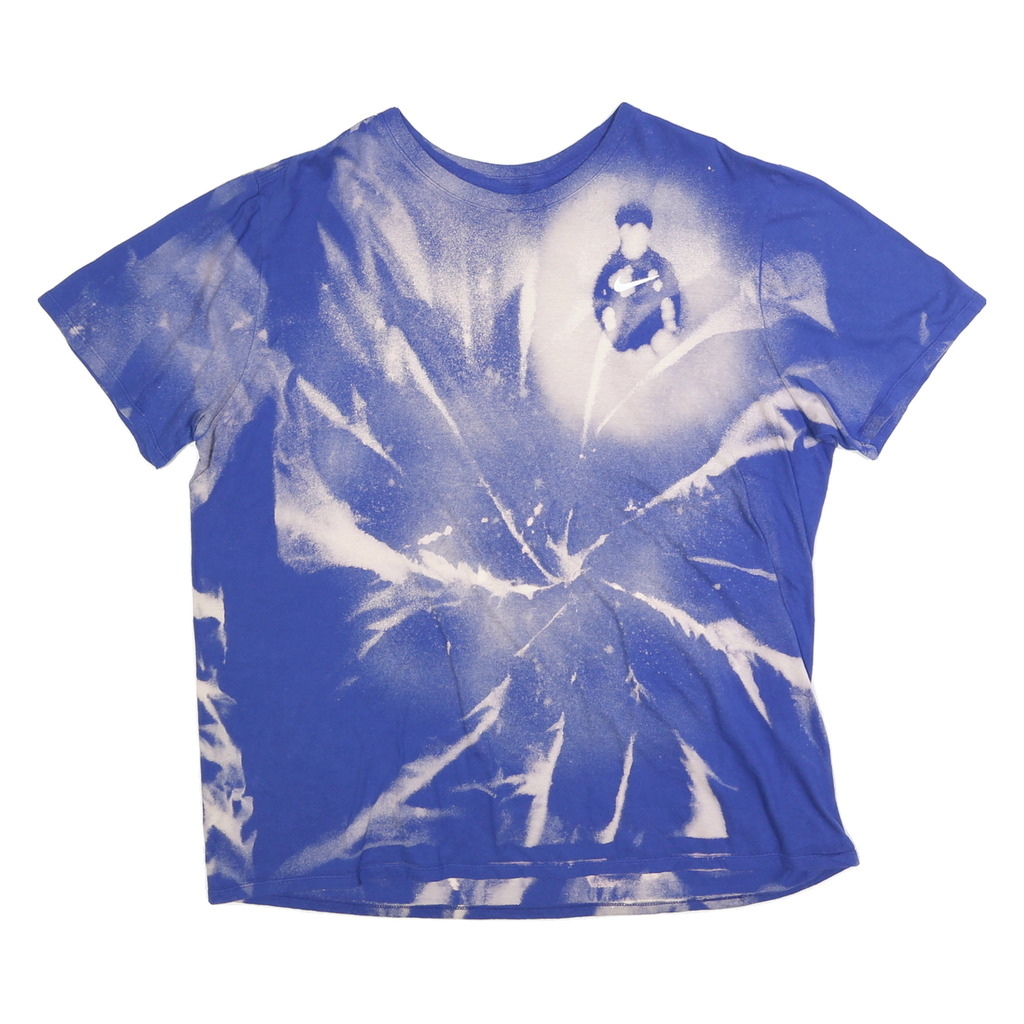 NIKE Womens Blue & White Graphic T-Shirt 2XL Short Sleeve Crew Neck Casual