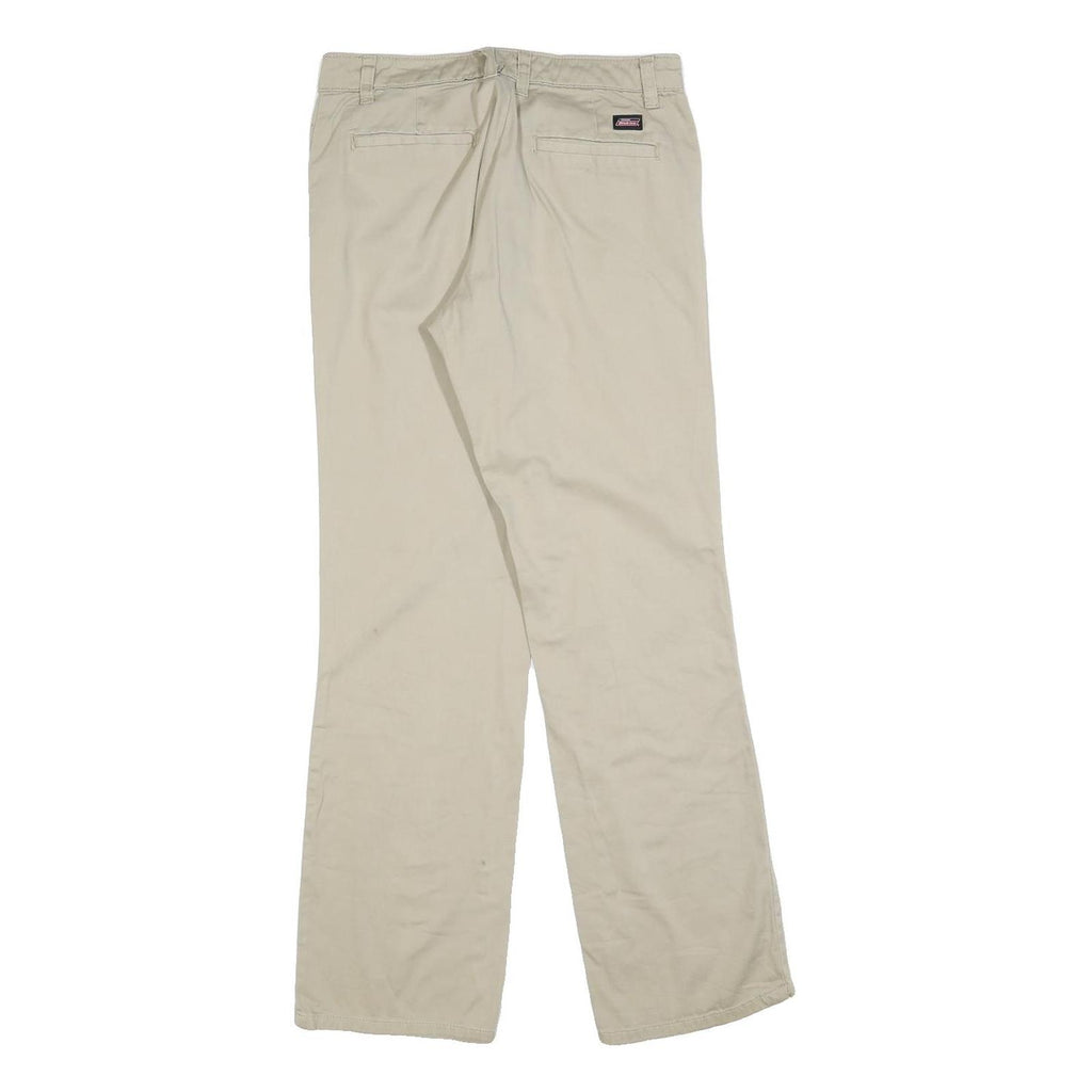 DICKIES Womens Relaxed Beige Cotton Blend Trousers W28 L32 Classic Zip
