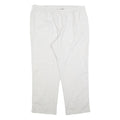 Womens Relaxed Fit White Linen Blend Trousers W38 L28 Comfortable Casual Elastic